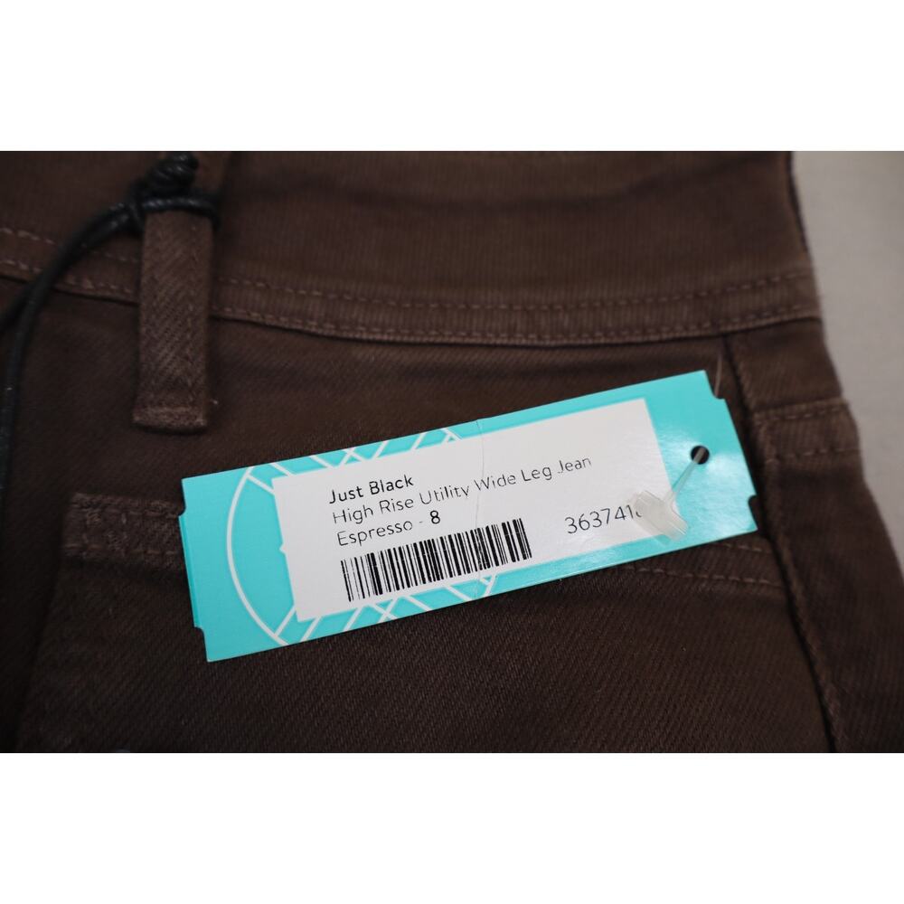 NEW Just Black Denim Women's Brown Espresso Raw Hem High Rise Wide Leg Jeans 29 - Picture 6 of 6